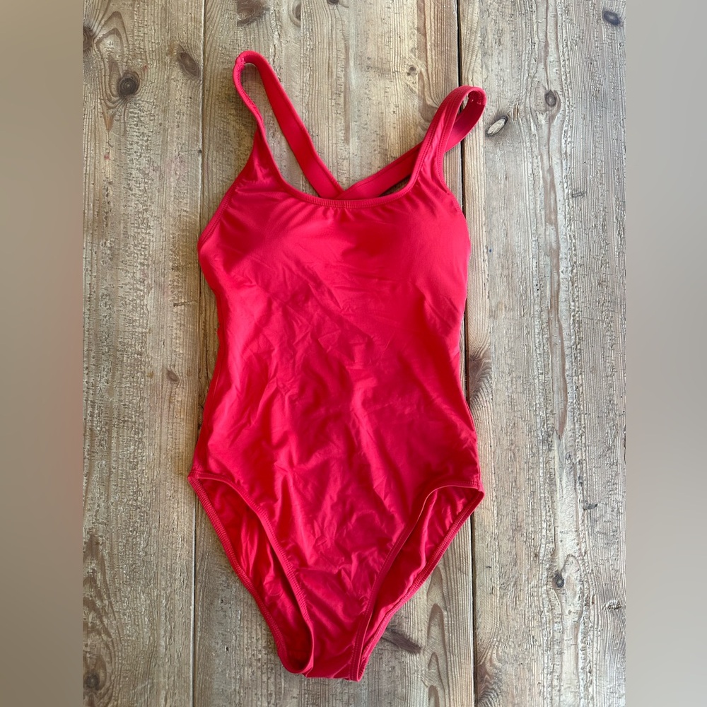 NWT Andies Swimwear Tulum One Piece in Cherry Red Long Torso Small